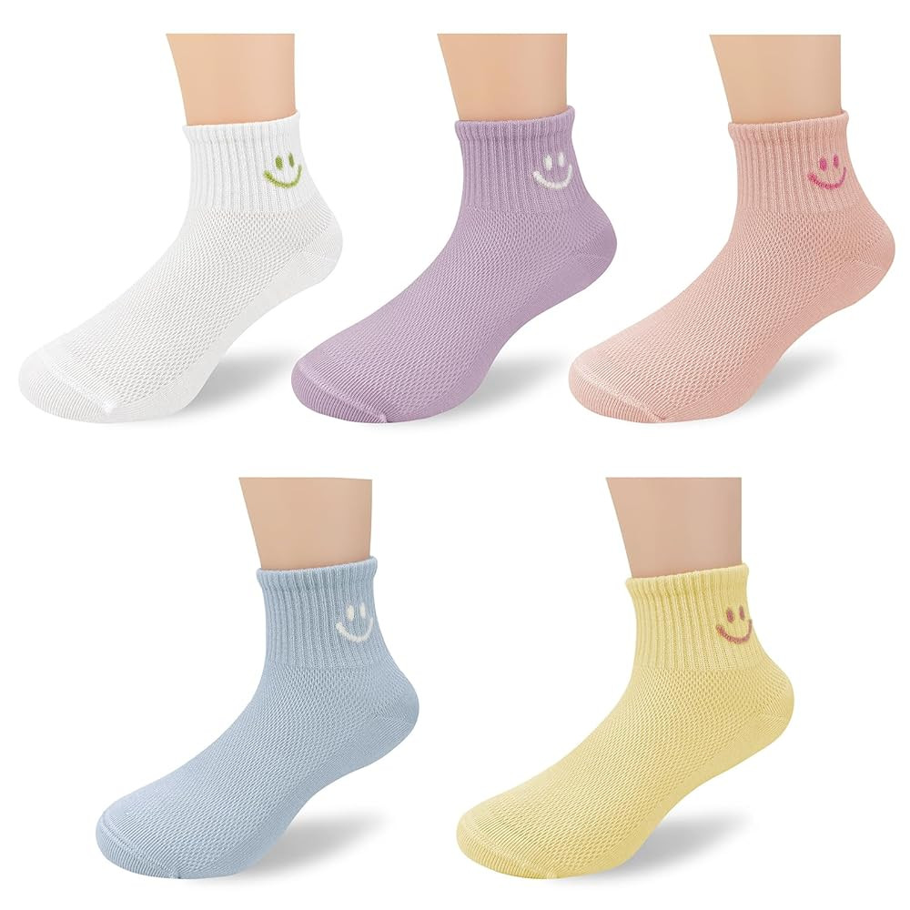 Baby Toddler Mesh Socks with Smiley Faces Boys Girls Breathable Thin Solid Color ummer Kids Ankle... | Amazon (US)