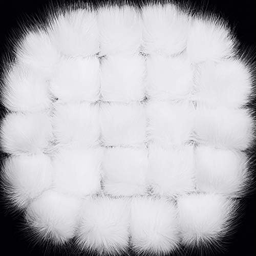 24 Pieces Christmas Faux Fur Pom Pom Balls with Elastic Loop DIY Faux Fur Fluffy Pompoms Ball with R | Amazon (US)