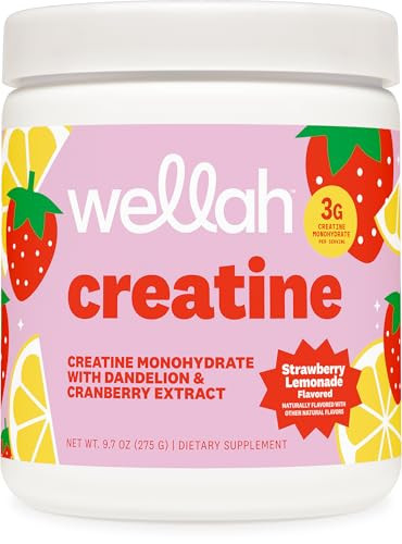 Wellah Creatine for Women - Creatine Monohydrate with Dandelion & Cranberry Extract (50 Servings, Strawberry Lemonade) | Amazon (US)