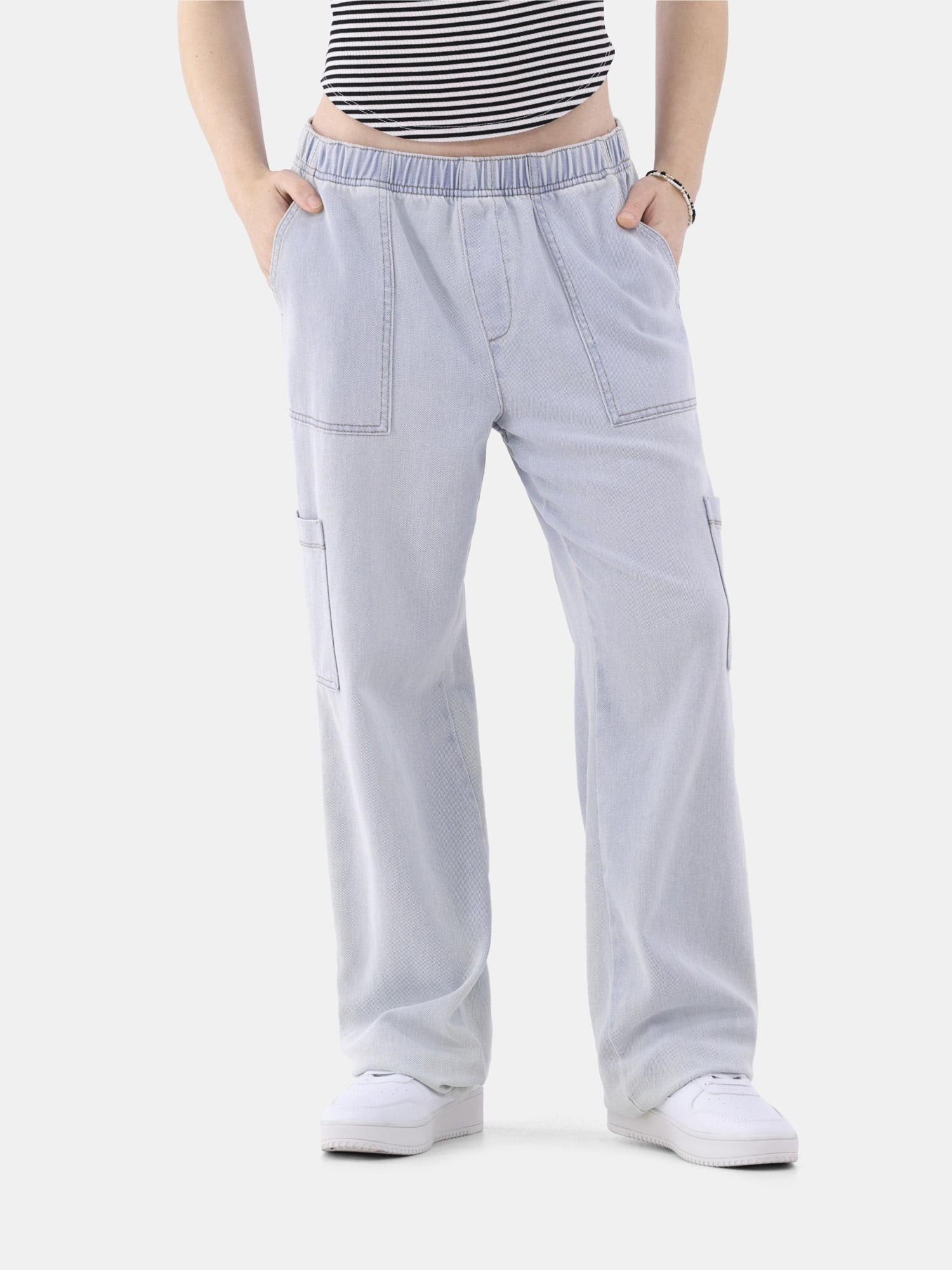 No Boundaries Wide Leg Utility Jeans, 30.5” Inseam, Women’s | Walmart (US)