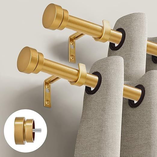 Oneach 2 pack 1 inch Heavy duty Curtain Rods for Windows 28 to 48 inch Adjustable Decorative Drap... | Amazon (US)