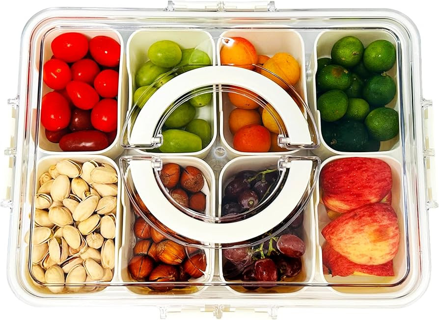 Snackle Box Container Meal Prep Divided Portion Serving Platters and Trays with Lid Handle Reusab... | Amazon (US)