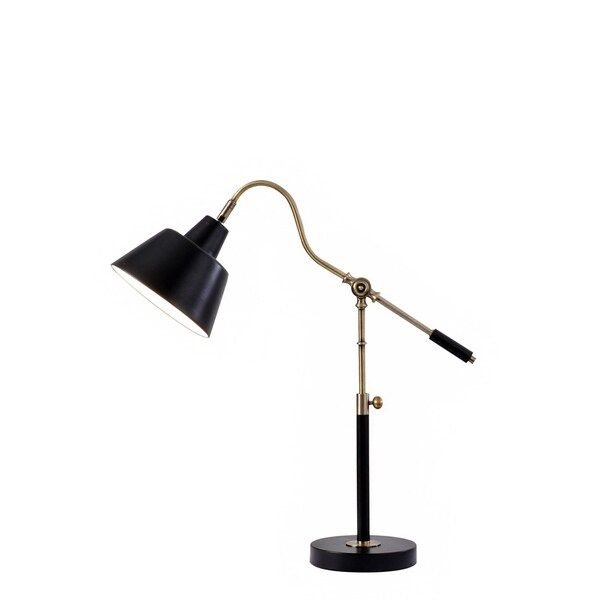 Catalina Lighting 19944-001 Antique Brass and Matte Black Metal 26-inch Adjustable Desk Lamp (Bulb Included) | Bed Bath & Beyond