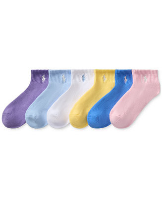 Polo Ralph Lauren Little & Big Girls Sport Quarter Socks, 6-Pack  - Macy's | Macy's