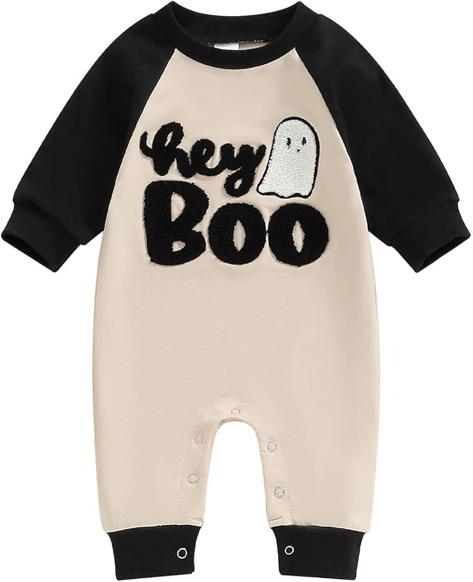 MoZiKQin Baby Halloween Outfit Boy Girl Pumpkin Patch Romper Jumpsuit Long Sleeve Playsuit Newbor... | Amazon (US)