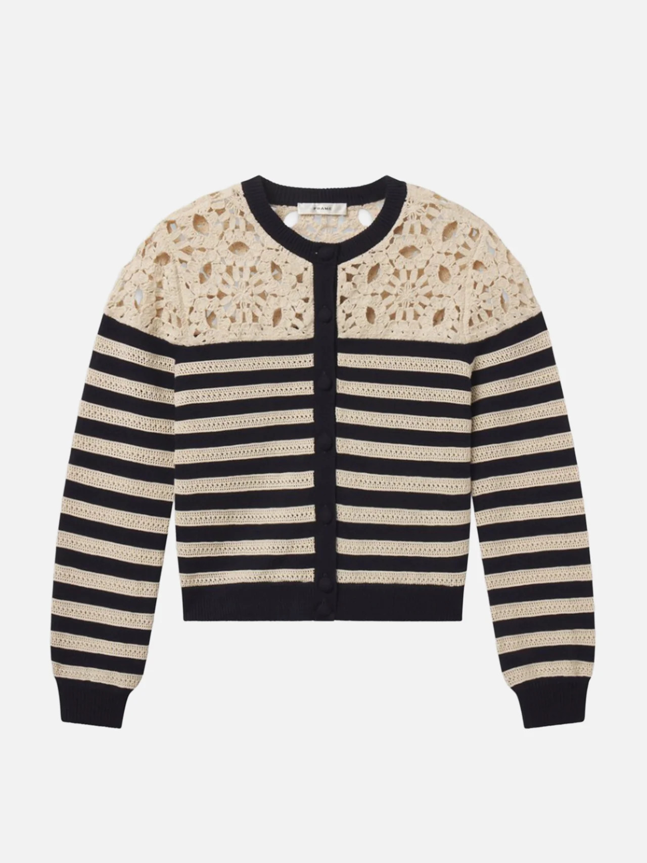 The Crochet Captain Cardigan -- Cream Multi | Frame Denim