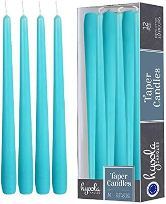 12 Pack Tall Taper Candles - 12 Inch Light Blue - Turquoise Dripless, Unscented Dinner Candle - P... | Amazon (US)