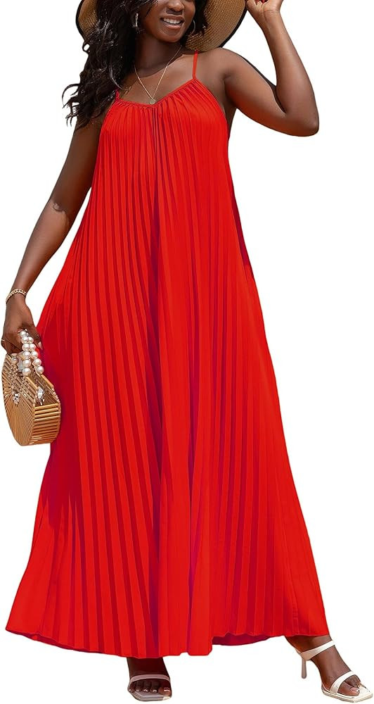 KINIKO Women's Summer Spaghetti Strap A-Line Dress – Casual Sleeveless Swing Style with Adjusta... | Amazon (US)