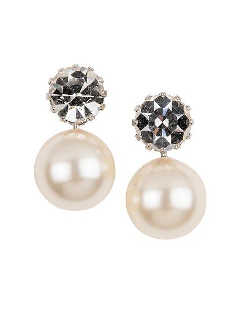 Ines 18K Gold-Plated, Crystal &amp; Glass Pearl Earrings | Saks Fifth Avenue