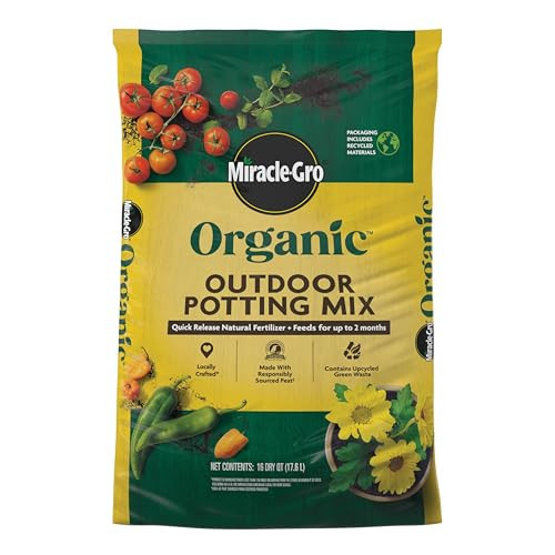 Miracle-Gro Organic Outdoor Potting Mix - Plant Soil for Outdoor Container Plants, Contains Quick-Release Natural Fertilizer, OMRI Listed, 16 qt. | Amazon (US)