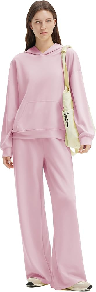 SUUKSESS Women 2 Piece Sets 2025 Oversized Hoodie Sweatshirt Wide Leg Sweatpants | Amazon (US)