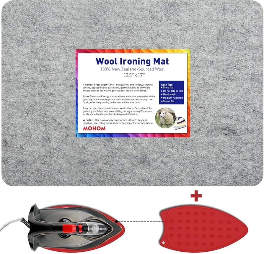 MOHOM 17" x 13.5" Wool Pressing Mat 100% New Zealand Felted Wool Ironing Mat Pad Blanket for Quil... | Amazon (US)