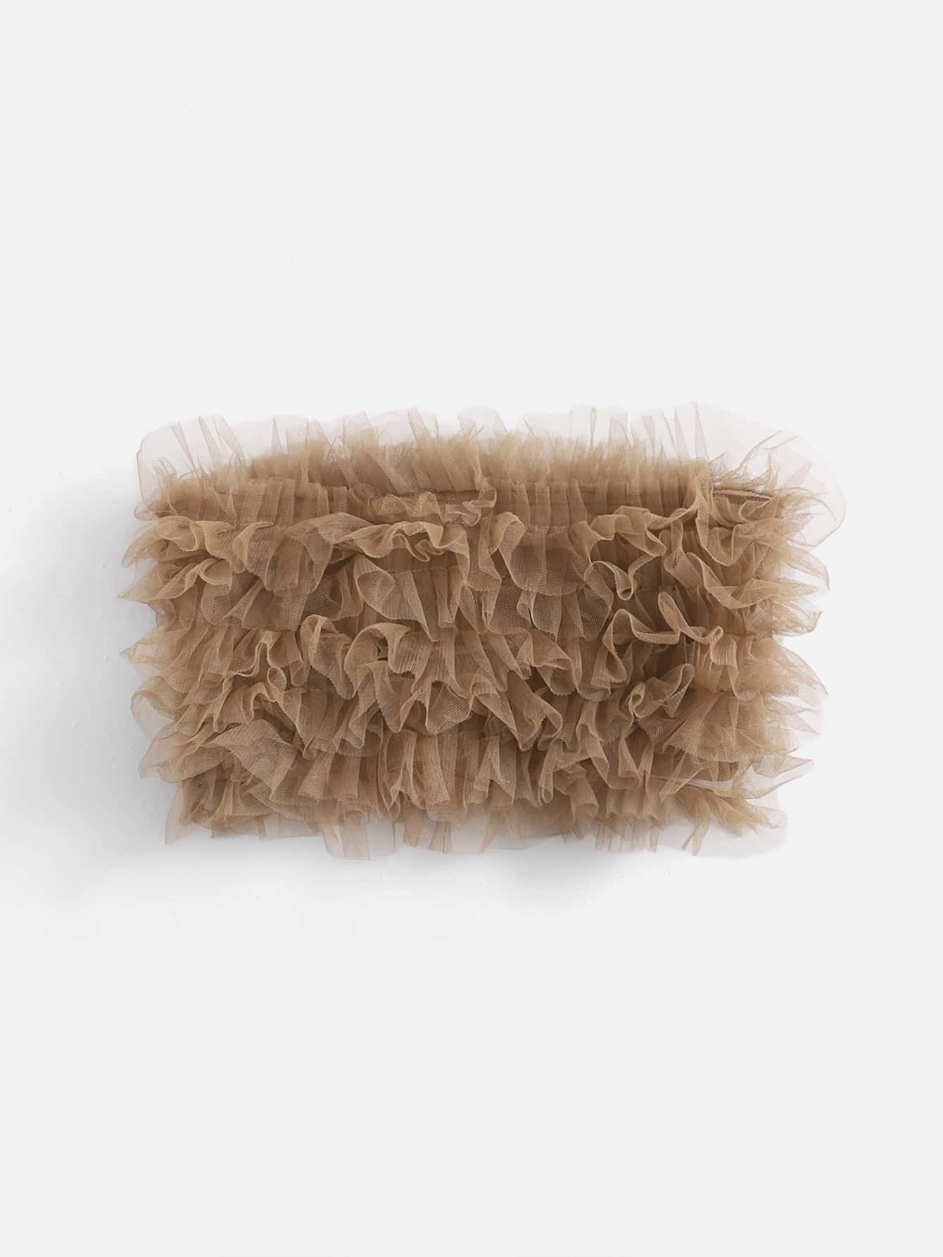 Layered Ruffle Trim Mesh Tube Top | SHEIN