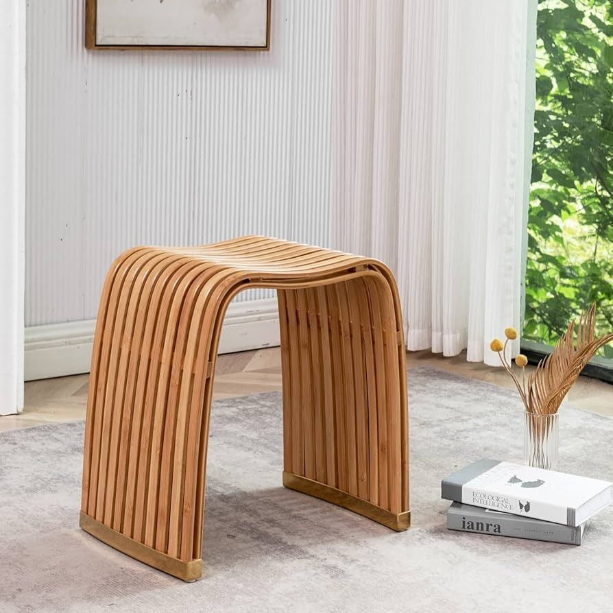 YOUUGIOR Bamboo Shower Chair for Inside Shower,18” Waterproof Bathroom Bench for Bathroom Sturd... | Amazon (US)