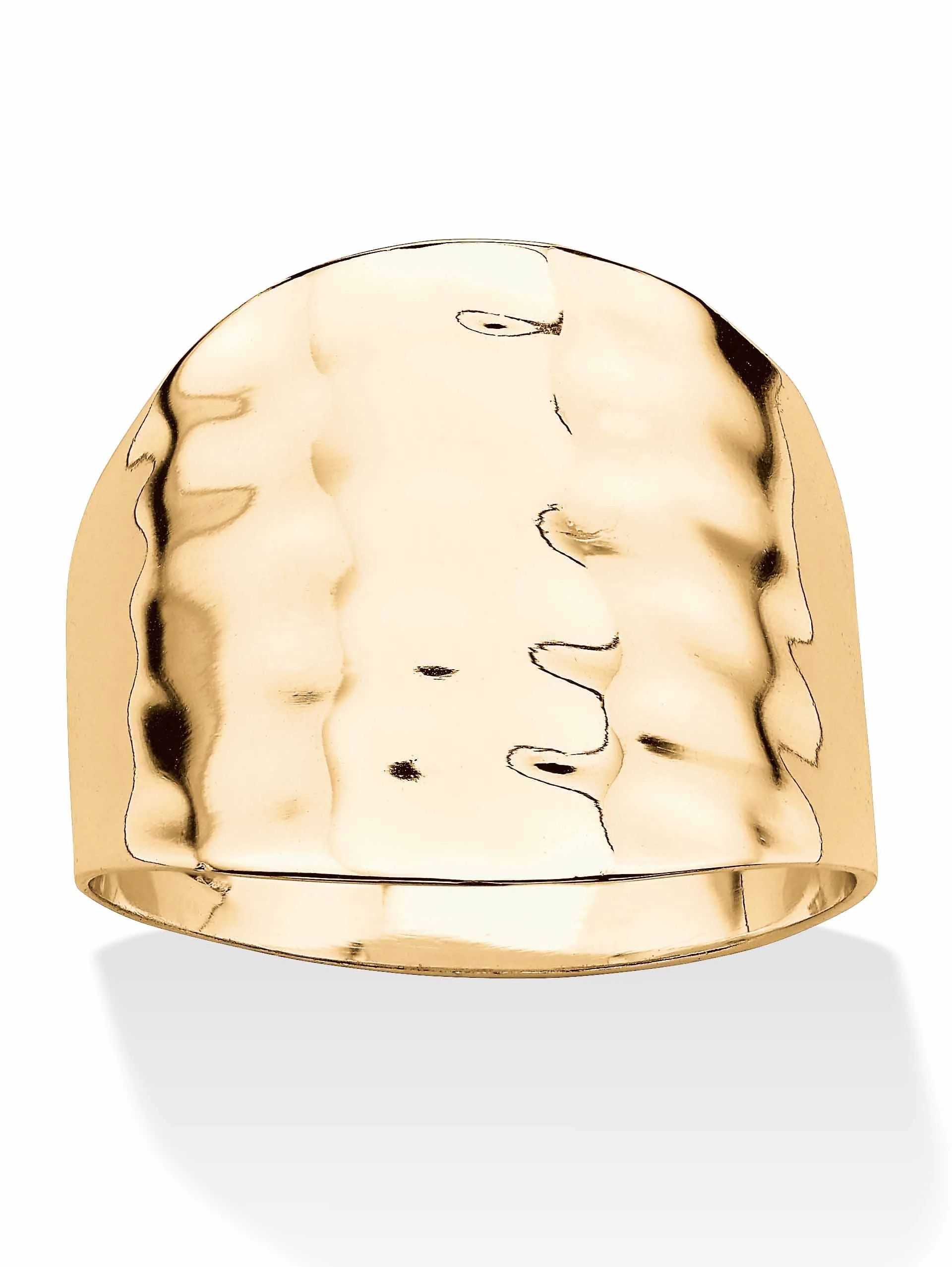 PalmBeach Jewelry Yellow Gold-Plated or Platinum-Plated Hammered Cigar Band Ring - Walmart.com | Walmart (US)