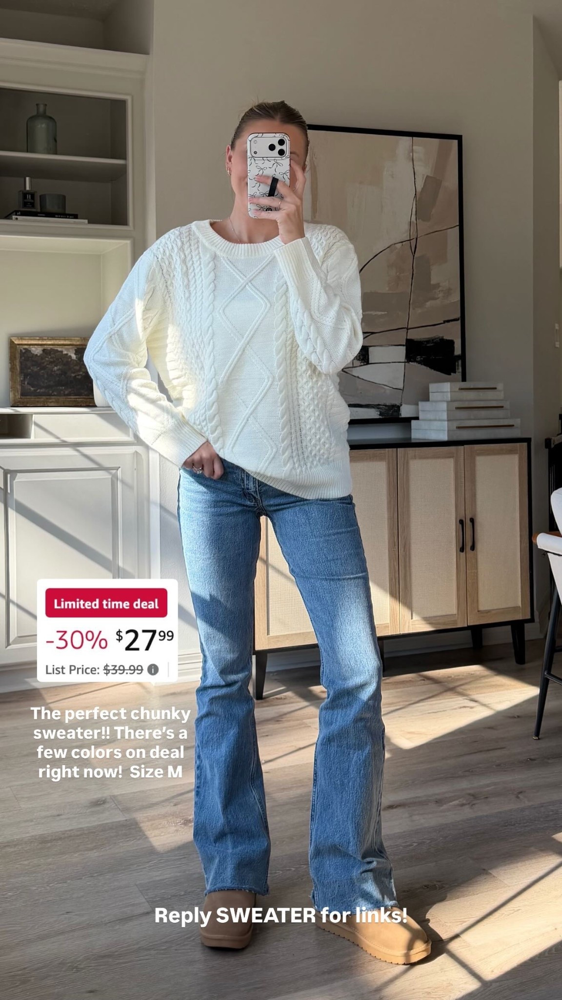 Reply SWEATER for links! The perfect chunky sweater!! There’s a few colors on deal right now!  Size M

#LTKmomlife #LTKootd #LTKdayinmylife