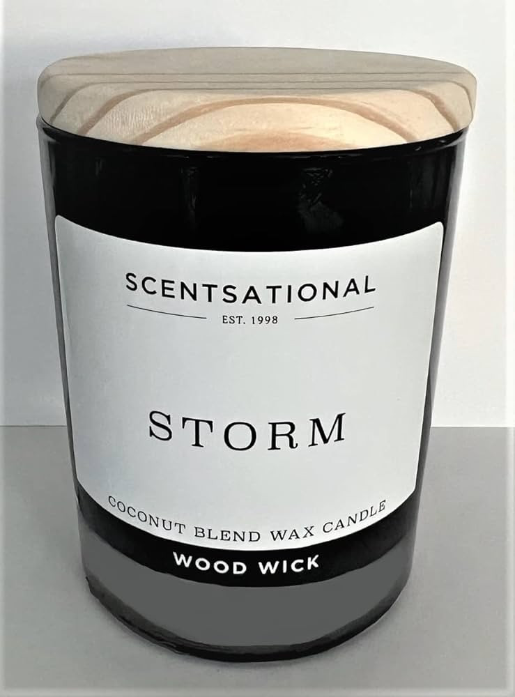 Natural Coconut Wax Blend Scented Candle Storm (All Caps) in Glossy Black Jar with Metal Lid, 11 ... | Amazon (US)