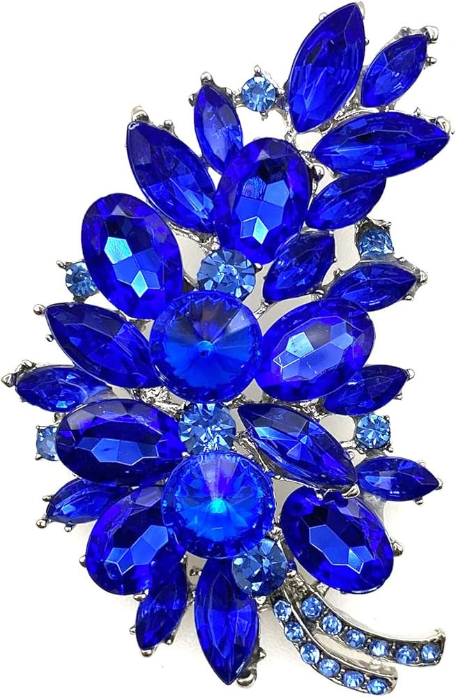 LAXPICOL Vintage Green Austrian Crystal Flower Leaf Bouquet Clusters Large Big Brooch Pin for Wom... | Amazon (US)