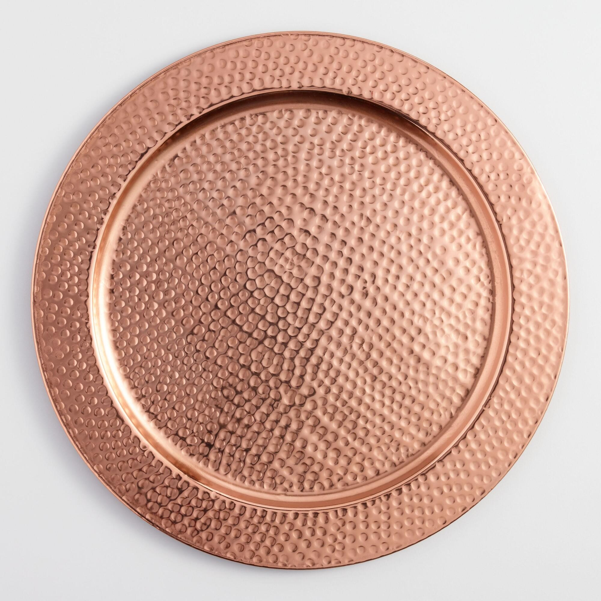 Copper Hammered Chargers Set of 4: Metallic by World Market | World Market