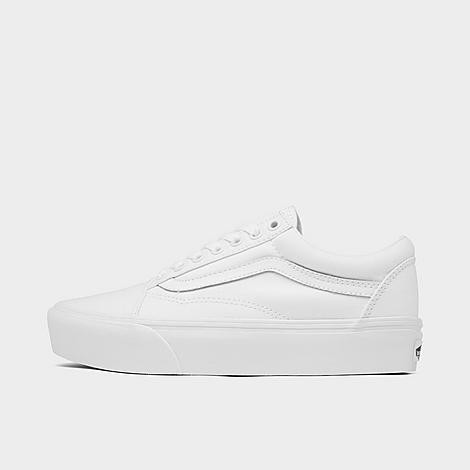 Vans Women's Old Skool Platform Casual Shoes in White/White Size 9.0 Canvas/Suede | Finish Line (US)