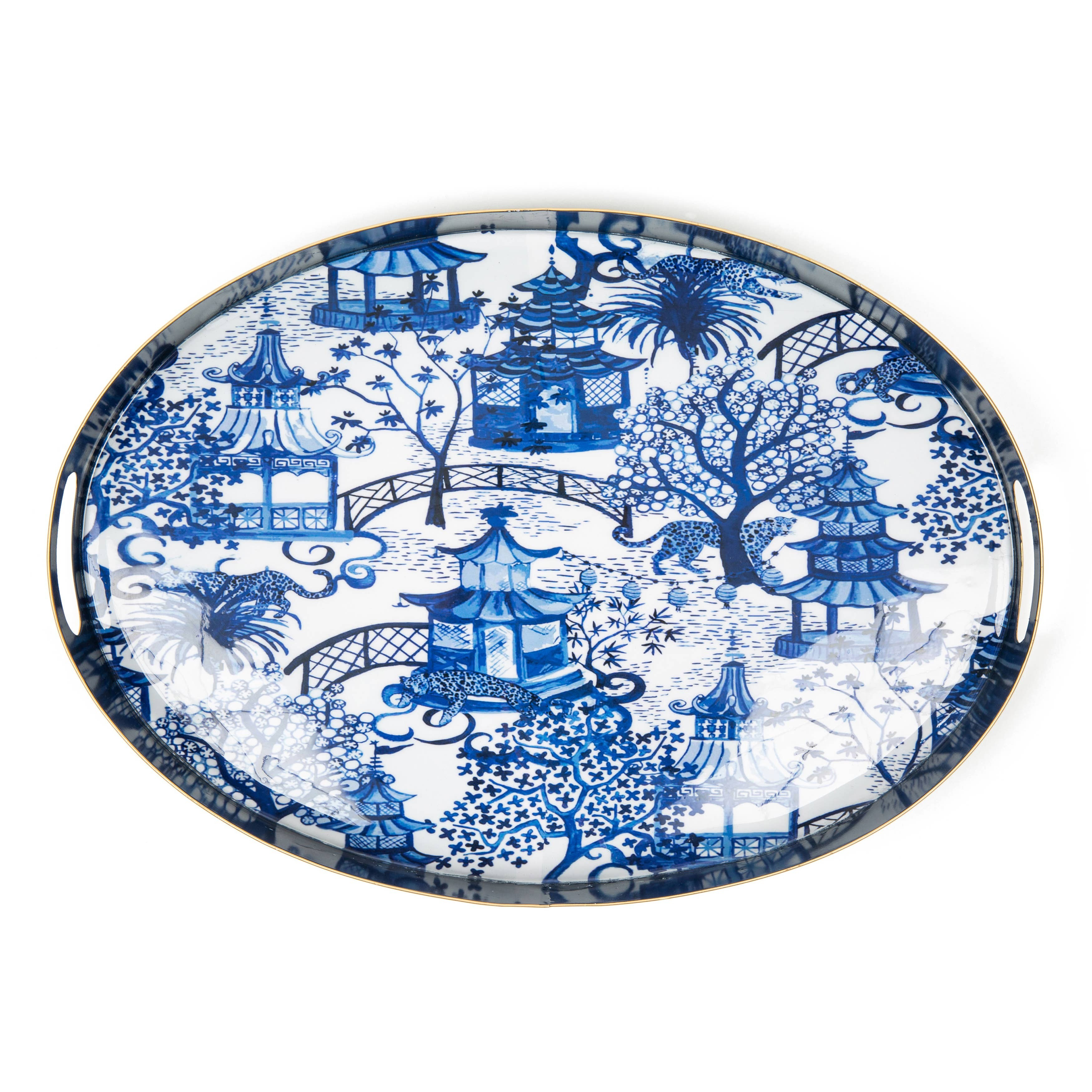 Garden Party Enameled Oval Tray 14 x 20 | Palm Beach Collective