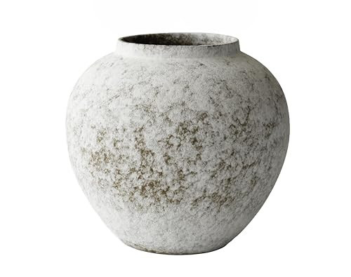 CozyWel Rustic Farmhouse Textured Ceramic Vase, Large Round Distressed White Pottery Flower Vase for Centerpieces, Kitchen, Living Room, Bedroom, Table Top Decor, Gift & Weddings | Amazon (US)