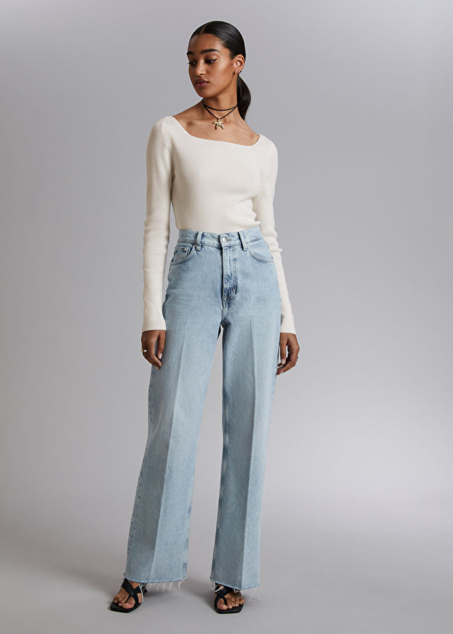 Stickad topp med fyrkantig ringning | & Other Stories US