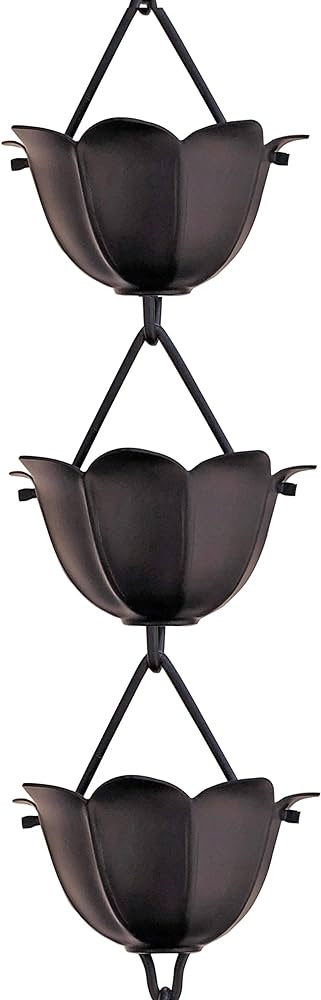 Monarch Rain Chains Aluminum Large Lotus Rain Chain, 8.5 ft Black Powder Coated Aluminum Decorati... | Amazon (US)