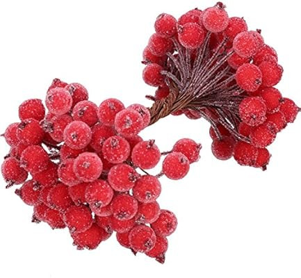BBTO 100 Wired Stems of Artificial Holly Berries Artificial Flower Decor 200 Pack 12 mm Mini Chri... | Amazon (US)