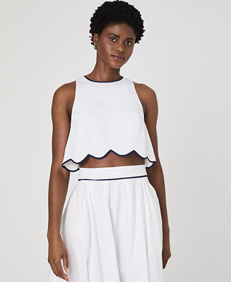 Women's Alexis Cotton Scalloped Crop Top | Macy's
