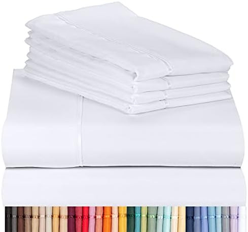 LuxClub 6 PC Sheet Set Bamboo Sheets Deep Pockets 18" Eco Friendly Wrinkle Free Sheets Machine Wa... | Amazon (US)