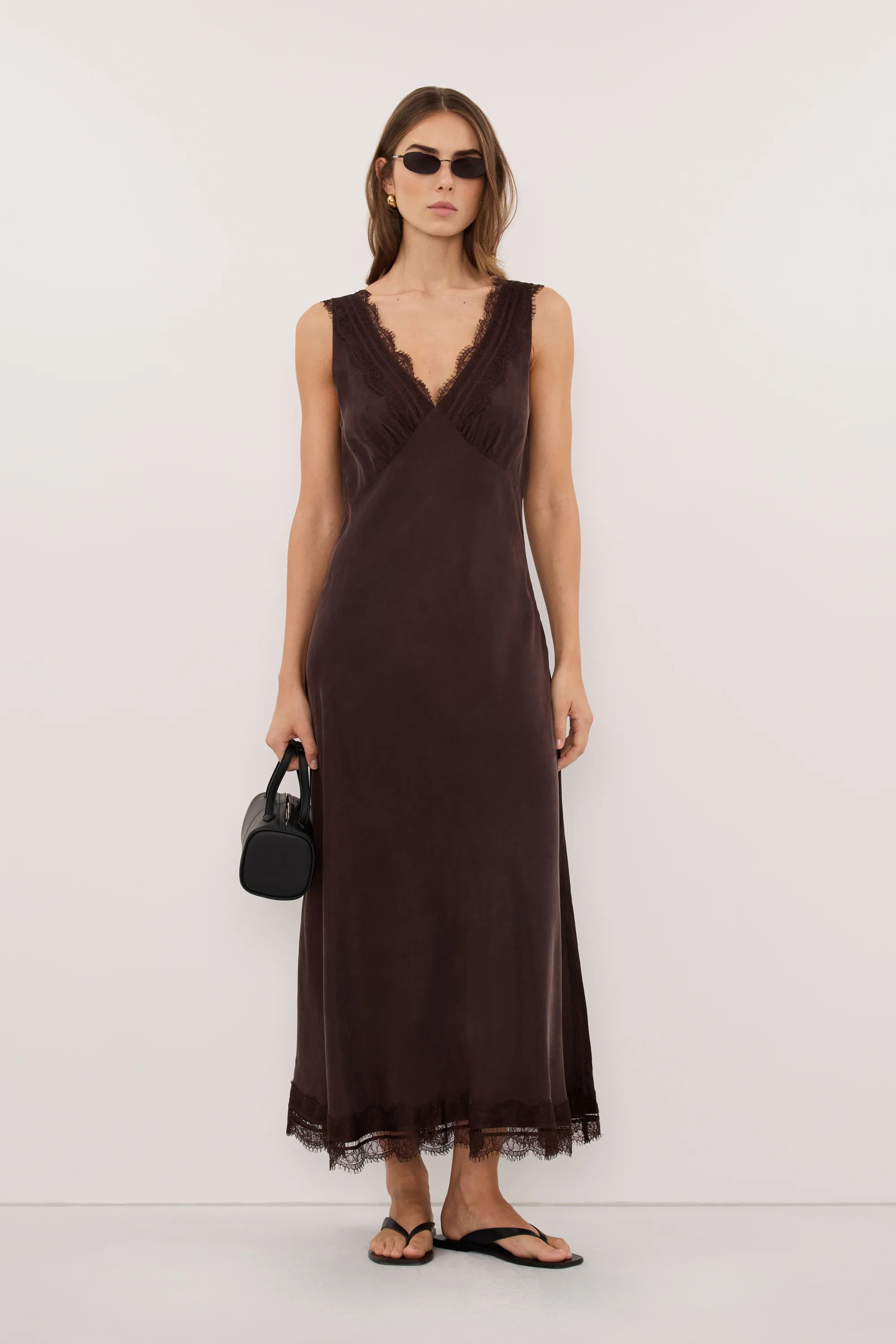 ANDREA PLUM CHOC CUPRO MIDI DRESS | DISSH
