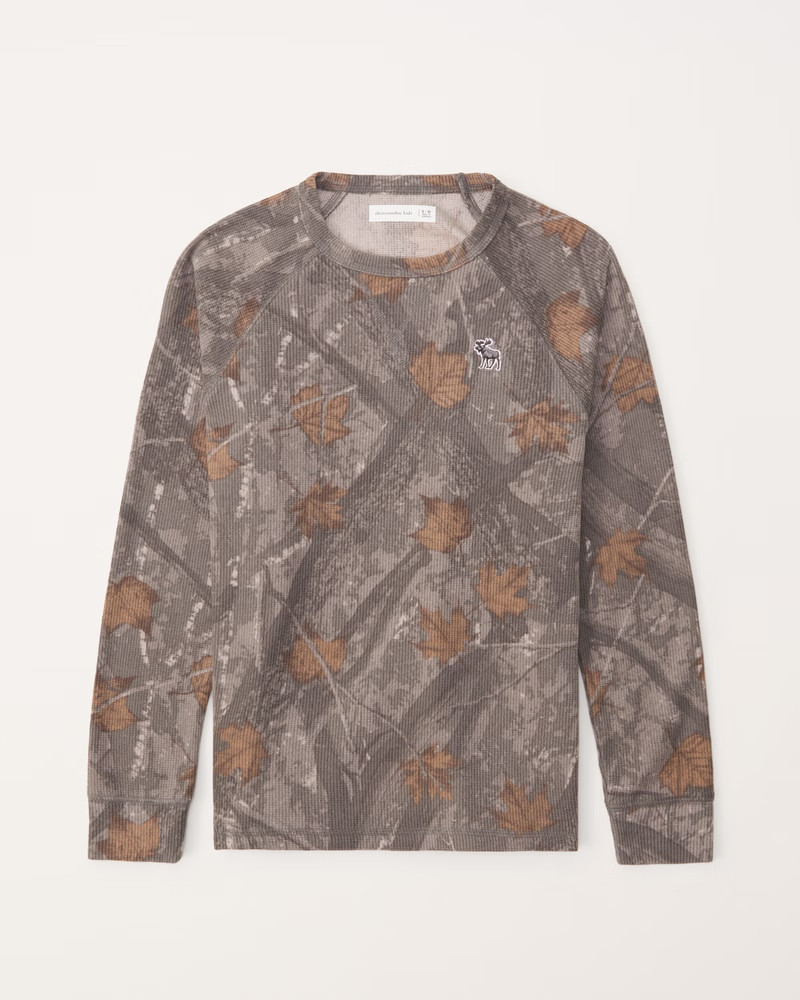 long-sleeve velvet waffle icon tee | Abercrombie & Fitch (US)