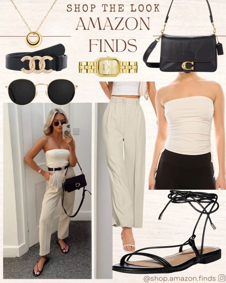 Monochromatic looks for spring!
Cream strapless top, slacks, and a pop of color via the black strappy sandals and gold accessories all from Amazon!

#LTKFind #LTKshoecrush #LTKstyletip