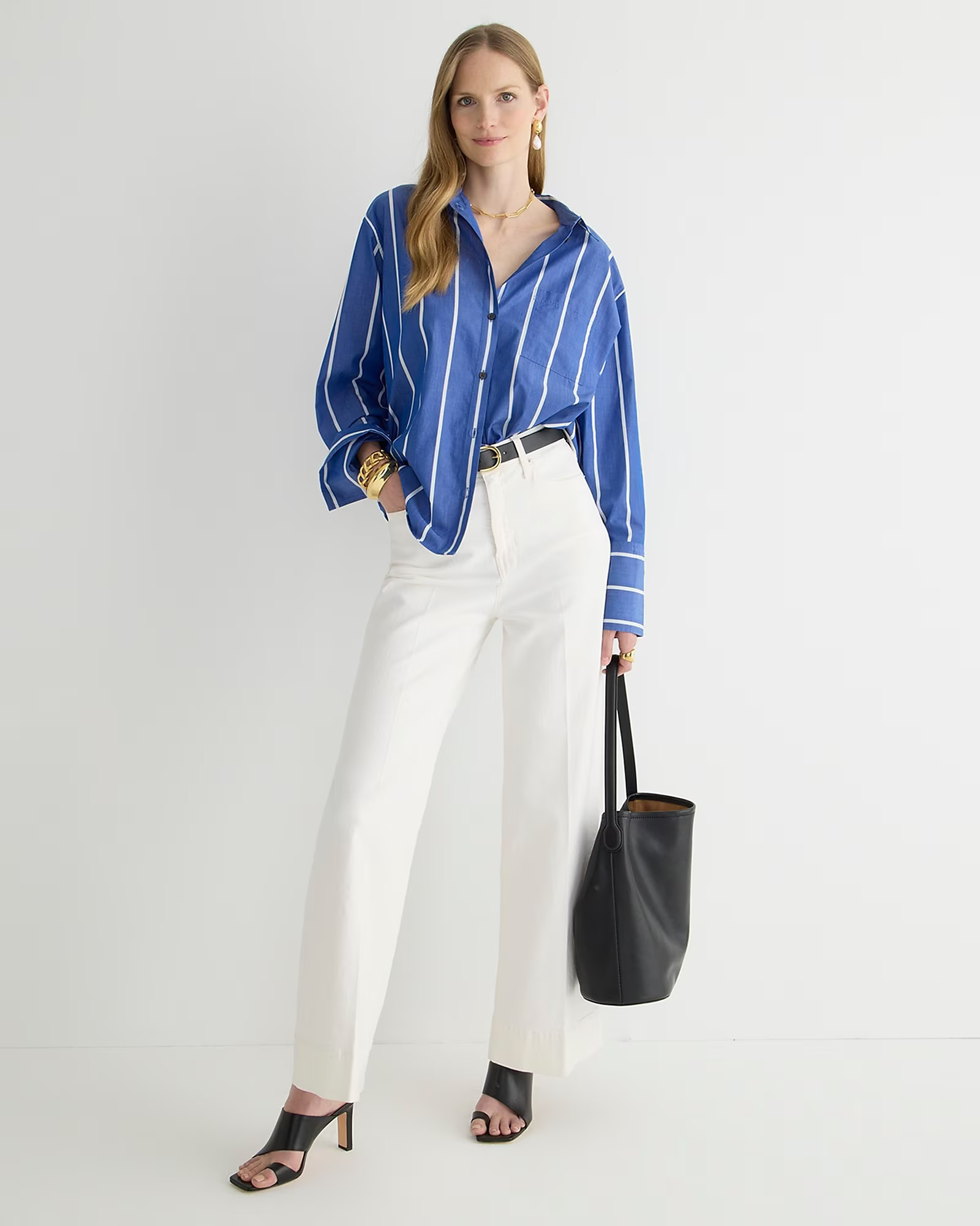 Wide-leg denim trouser in white | J. Crew US