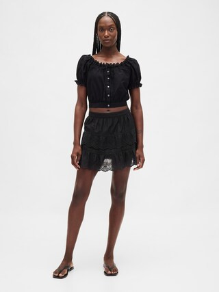 Eyelet Ruffle Mini Skort | Gap (US)