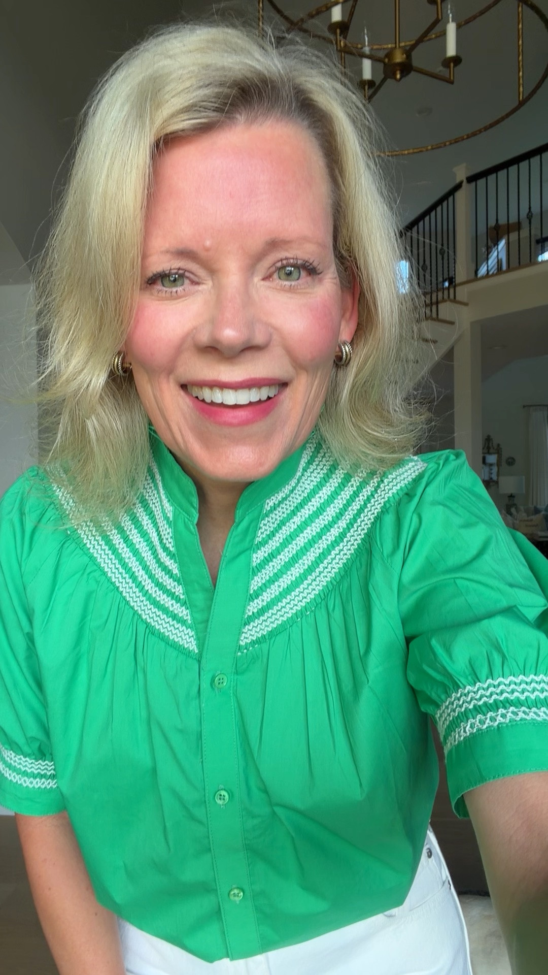 Such a cute summer outfit from @Avara. Love this green top, but it also comes in other colors. The jeans are the perfect slight barrel leg and I love that they are not super high-rise. I bought my regular size small in the top. I’m typically a 27-or sometimes a 26- in jeans and went with the 26.

#LTKdayinmylife #LTKootd #LTKSaleAlert