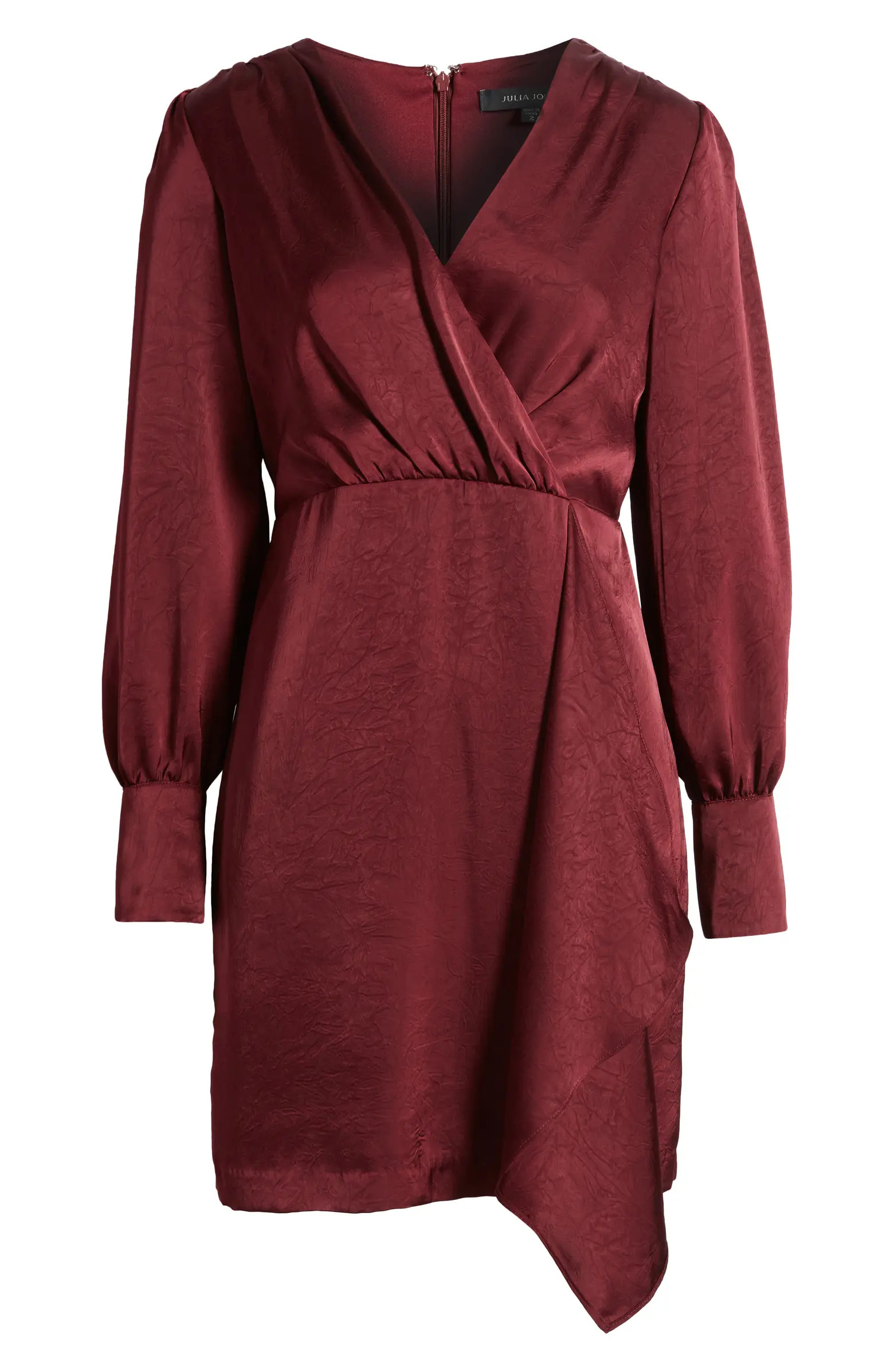 Julia Jordan Drape Front Long Sleeve Satin Dress | Nordstrom | Nordstrom