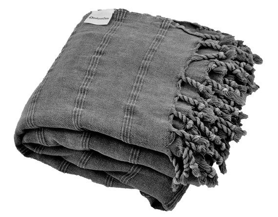 Charcoal Grey / Faded Black Turkish Blanket Stonewashed | Etsy | Etsy (US)