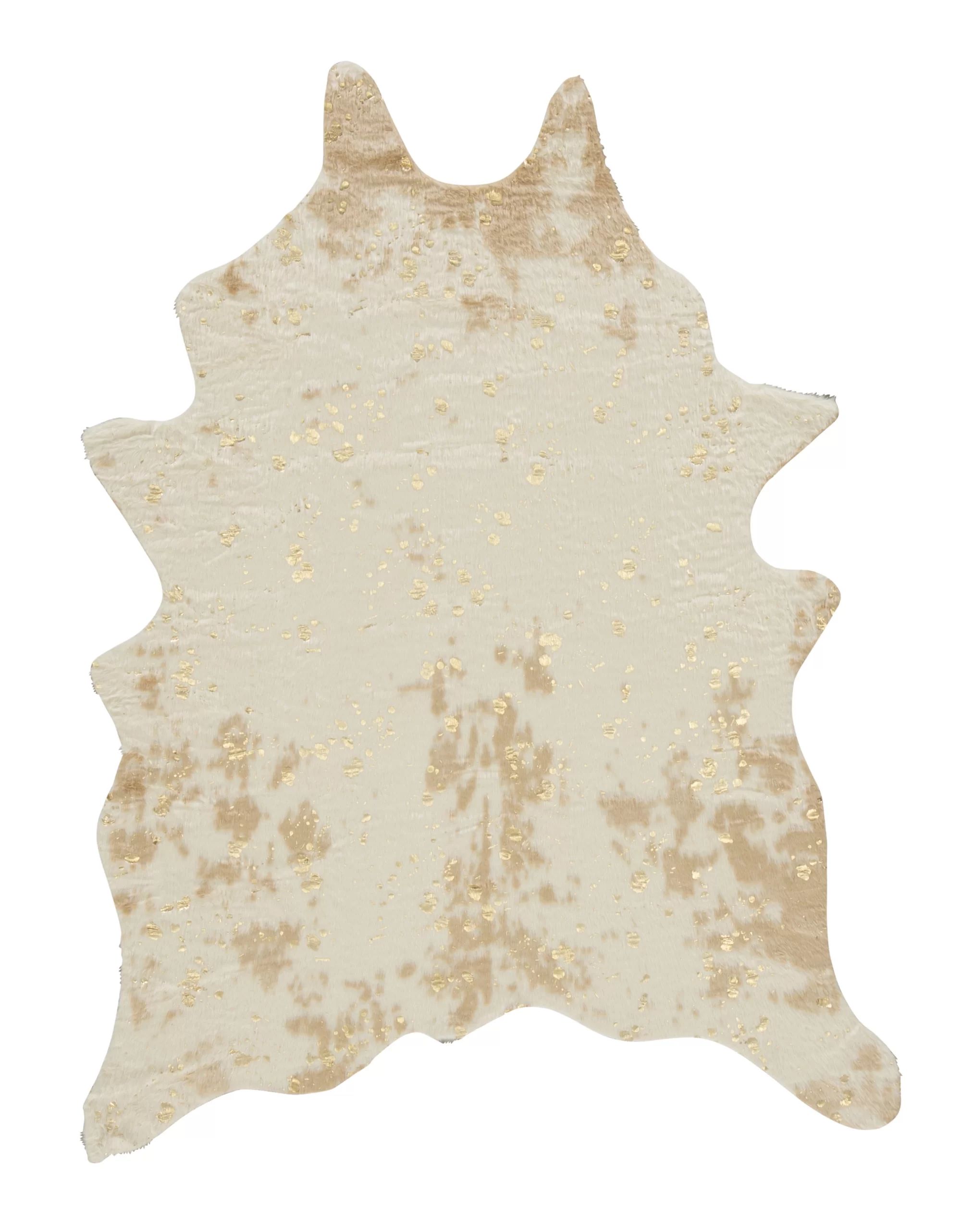 Pilla Animal Print Faux Cowhide Area Rug in Ivory/Brown | Wayfair North America