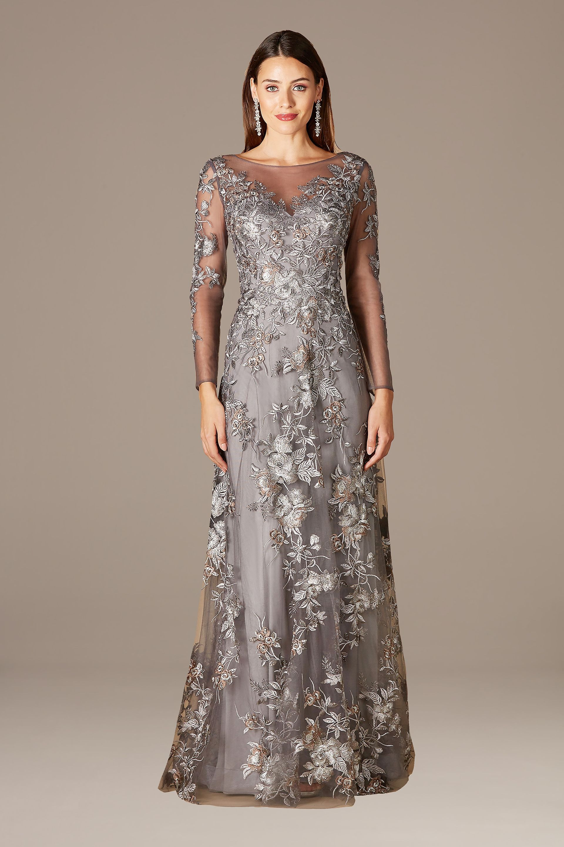 Lara Isolde Illusion Embroidered Lace A-Line Dress | David's Bridal