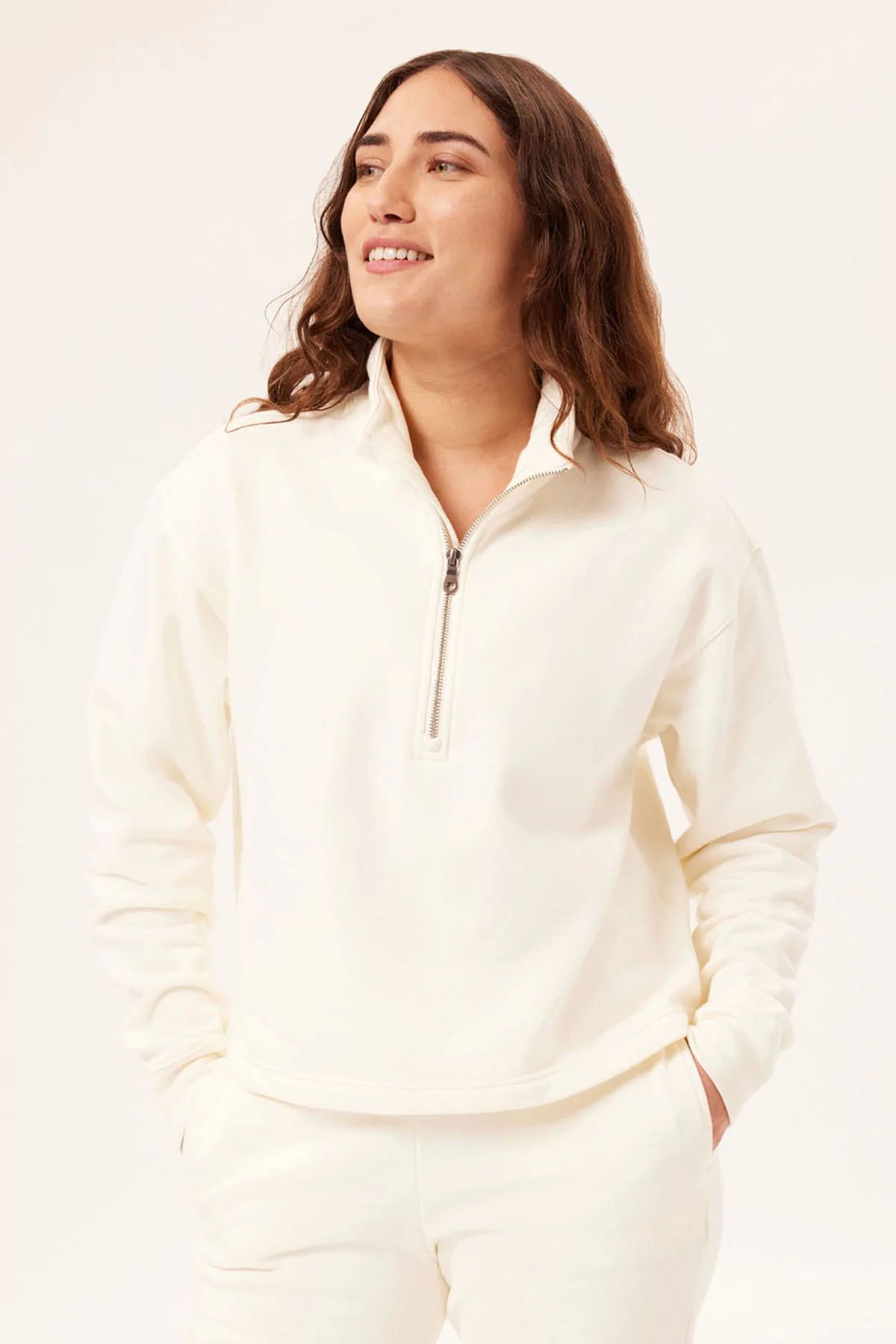 Ivory 50/50 Half-Zip Sweatshirt | Girlfriend Collective