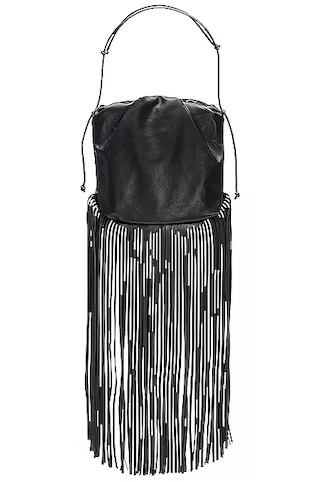 Bottega Veneta The Fringe Pouch in Black & Silver | FWRD | FWRD 