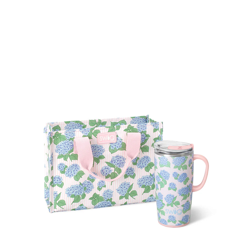 Hydrangeas Travel Mug 22oz Gift Set | Swig Life