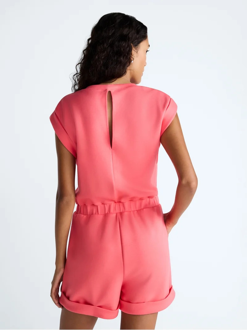 Scoop Women's and Women's Plus Scubaknit Crewneck Romper, Sizes XS-4X | Walmart (US)