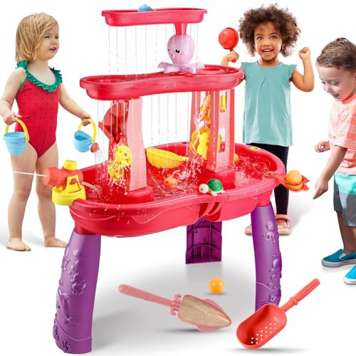 Jugana Water Table for Toddler 3-5 1-3 - Outdoor Kids Water Table - Sand Sensory Table Beach Summer Toys Sandbox Activity Table Outdside Water Toys Splash Table Water Table for Girls 3-5 4-8 Pink | Amazon (US)