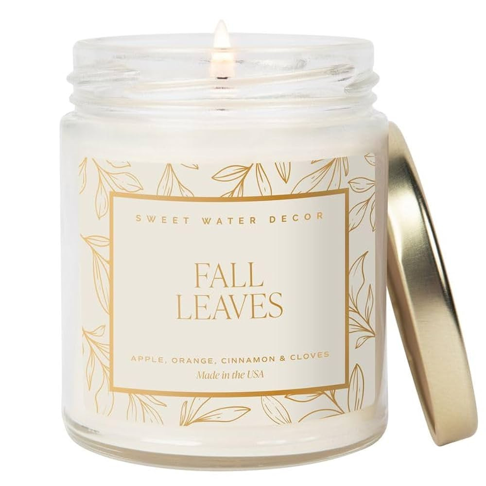 Sweet Water Decor Fall Leaves Candle, Autumn Scented Notes of Apple, Cinnamon, & Nectar, 40+ Hour... | Amazon (US)