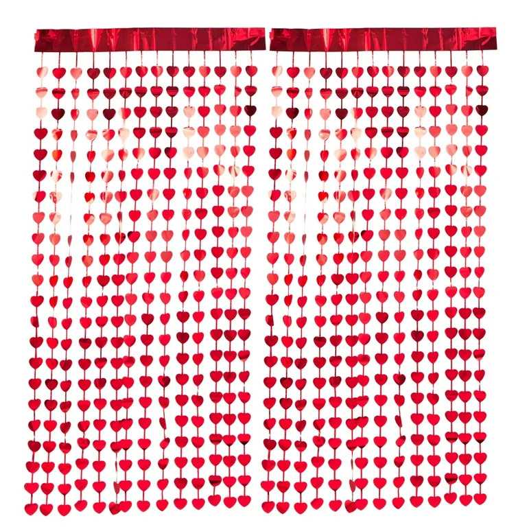 Foil Heart Photo Backdrop, Red, 39" x 78", 2 Pieces, Valentine's Day by Way To Celebrate | Walmart (US)