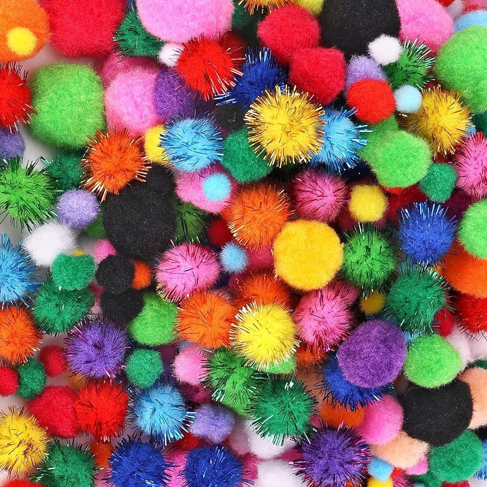 Pllieay 1000Pcs 6Sizes Pom Poms with 200 Wiggle Eyes, Assorted Color Pom Poms for Crafts, Soft an... | Amazon (US)