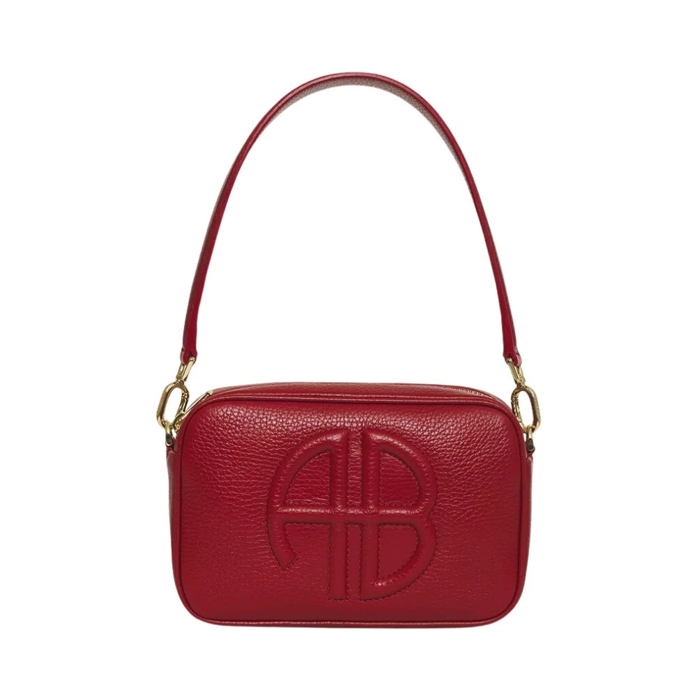 Rote Ledertasche mit geprägtem Logo | Miinto DE
